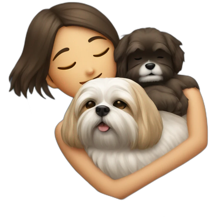 Human girl and shih dog sleeping on couch emoji