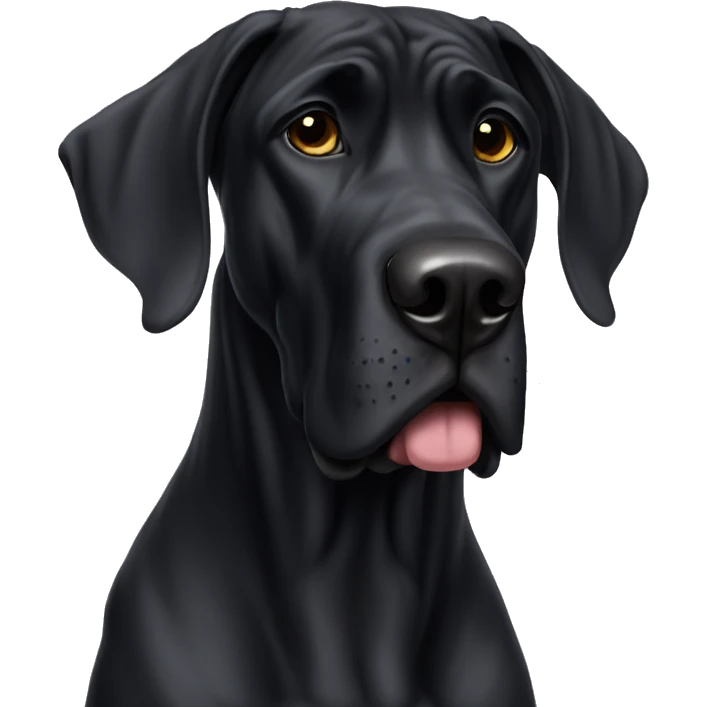 Old black Great Dane with floppy ears emoji
