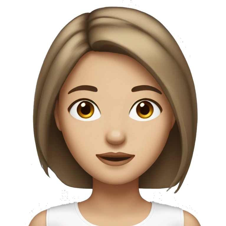 Beautiful girl with brown hair and blond highlights white skin and dark brown eyes emoji