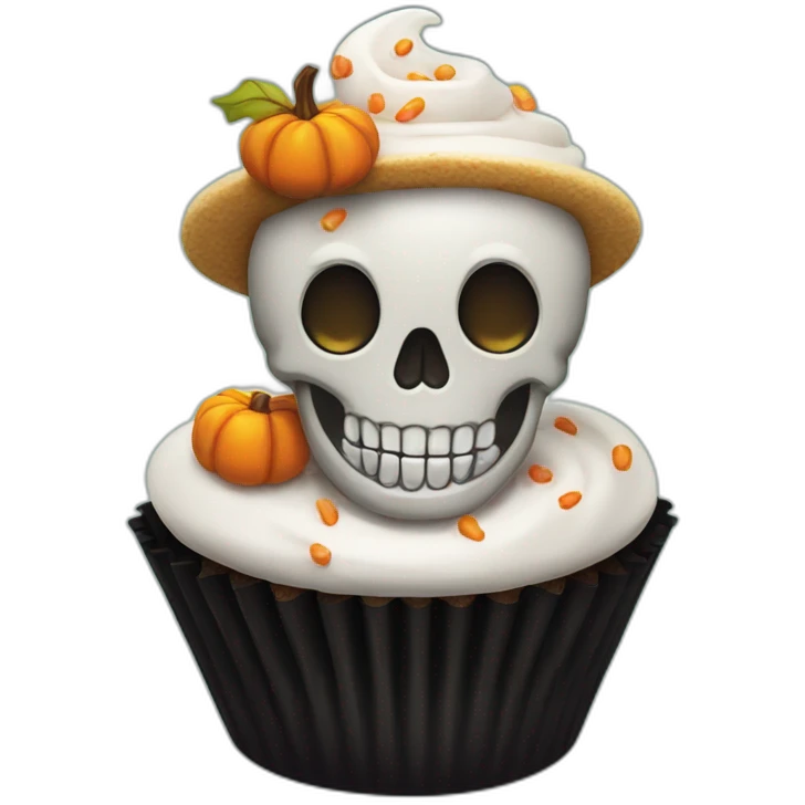 Happy Halloween skull cupcake emoji