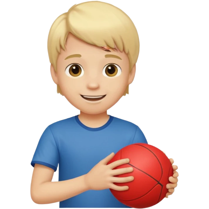 a son with blond hair playing a ball  emoji