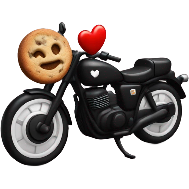 cookie heart with black motorcycle  emoji