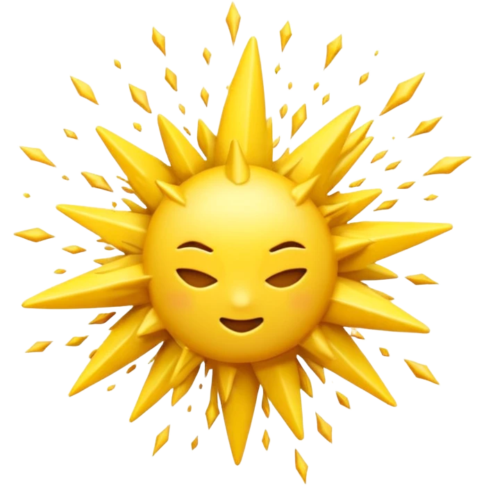 Clean 3D emoji, iOS‑like: one sharp‑edged explosion burst, solid yellow, gentle highlight and rim, isolated on transparent background emoji