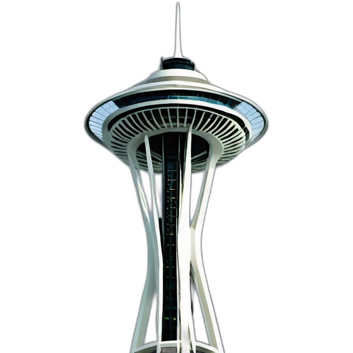 top of the space needle, stylized emoji