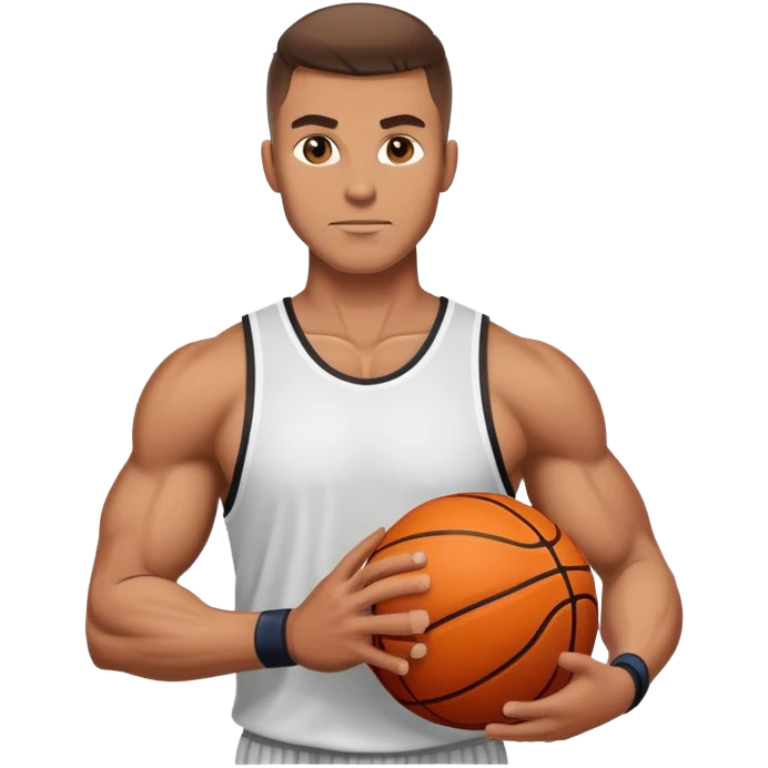 Very good looking buff athlete man with basketball emoji