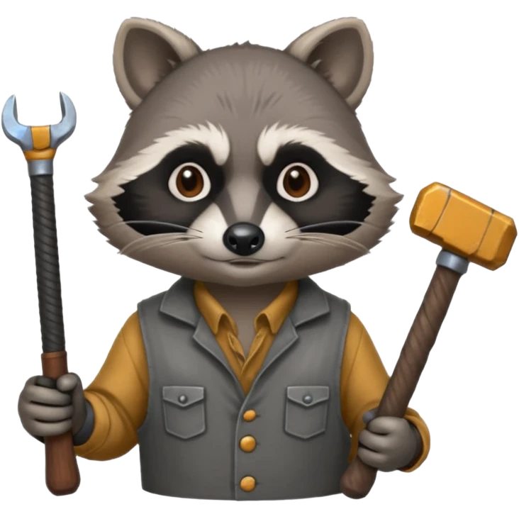 blacksmith racoon holding hammer emoji