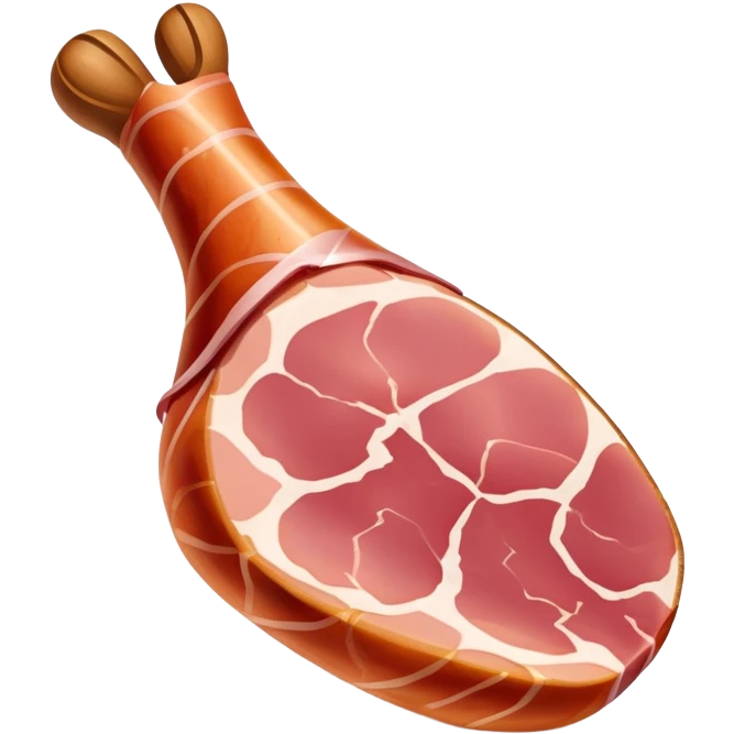 jamón-serrano-cinematic-realistic-jamón-serrano-dish-emoji,-depicted-as-a-prominent-leg-of-cured-ham-with-visible-marbling,-rendered-with-rich-textures-and-dynamic,-appetizing-lighting. emoji