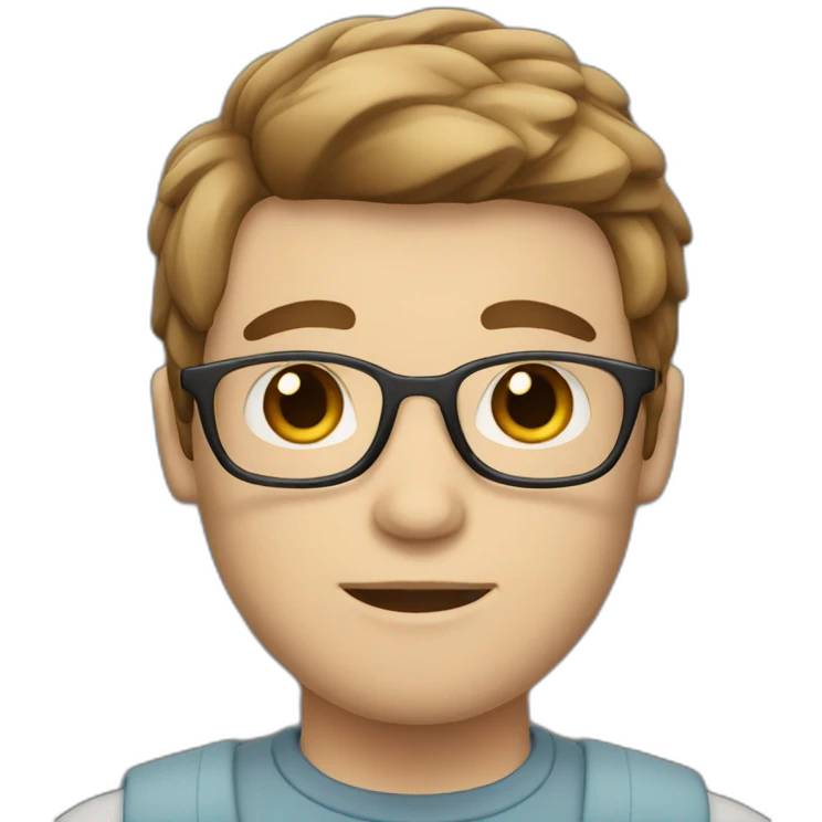 guy with glass and brown hair white skin emoji