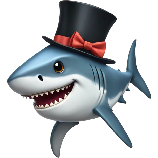 Shark wearing a bow tie and a top hat  emoji
