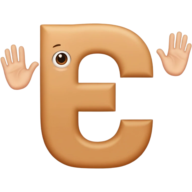 Una letra c y cabello manos y pies ojos una boca emoji