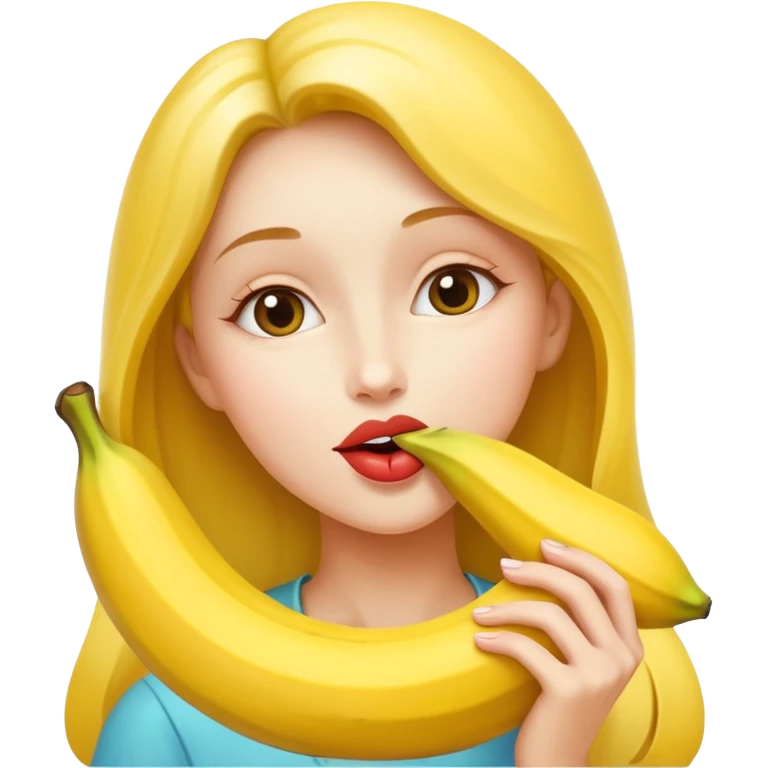 naked big boobed woman kissing a big banana emoji