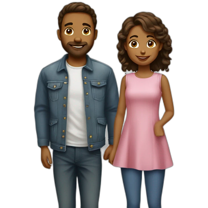 Couple gars petit fille grande emoji