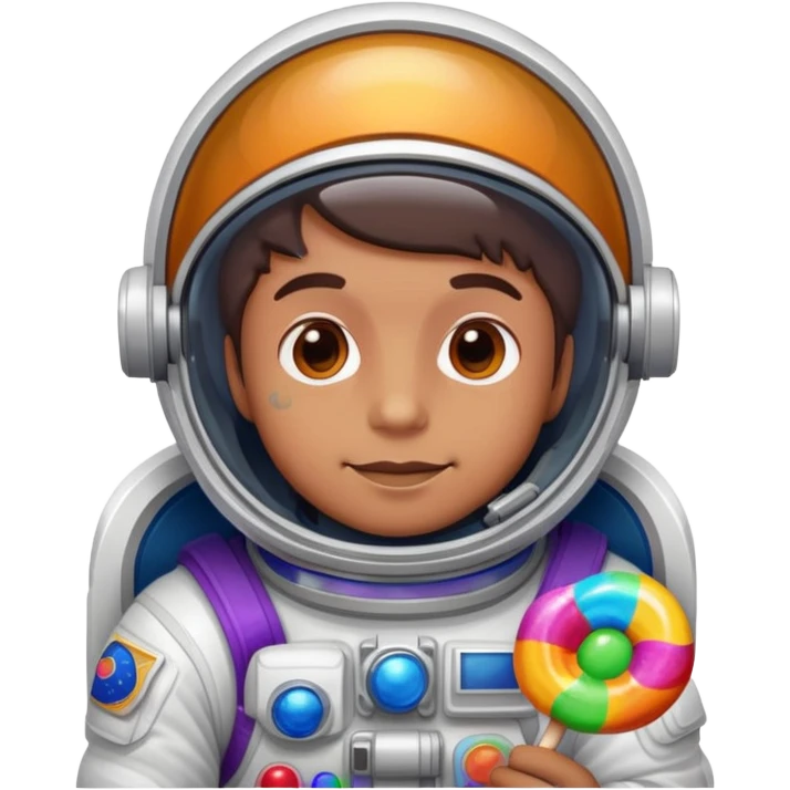 Cosmic astronaut holding a colorful candy, astro runtz emoji