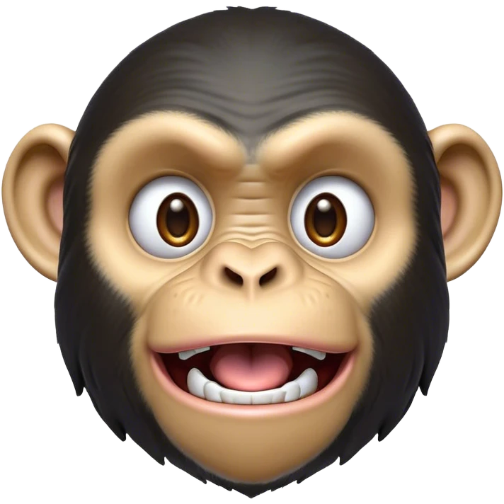 Cinematic Comical Chimpanzee Portrait Emoji, Head tilted dramatically with an exaggeratedly shocked expression, featuring a dynamic face with wide, comically expressive eyes full of humorous disbelief, Simplified yet hilariously expressive features, highly detailed, glowing with a slightly sassy glow, high shine, dramatic yet playful, stylized with an air of quirky primate attitude, soft glowing outline, capturing the essence of a meme-worthy chimpanzee that appears ready to side-eye its way into viral fame! emoji