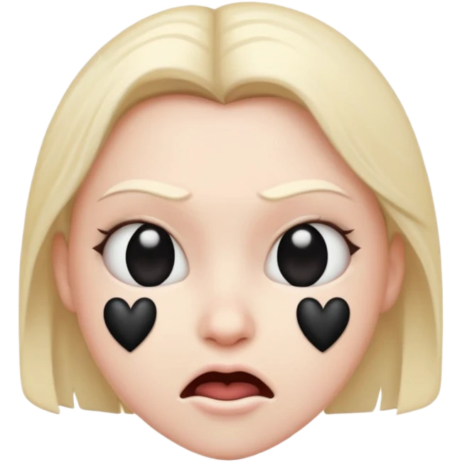 mad emoji with black hearts around head emoji