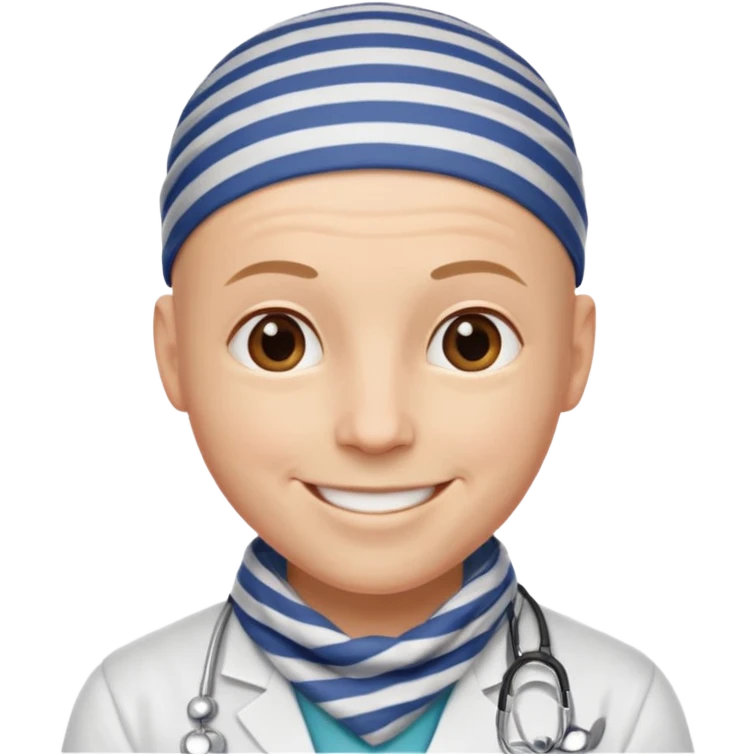 bald doctor with stripe bandanna emoji