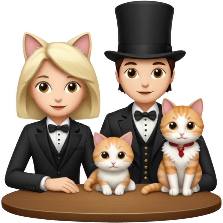 magician couple and their pet cat emoji