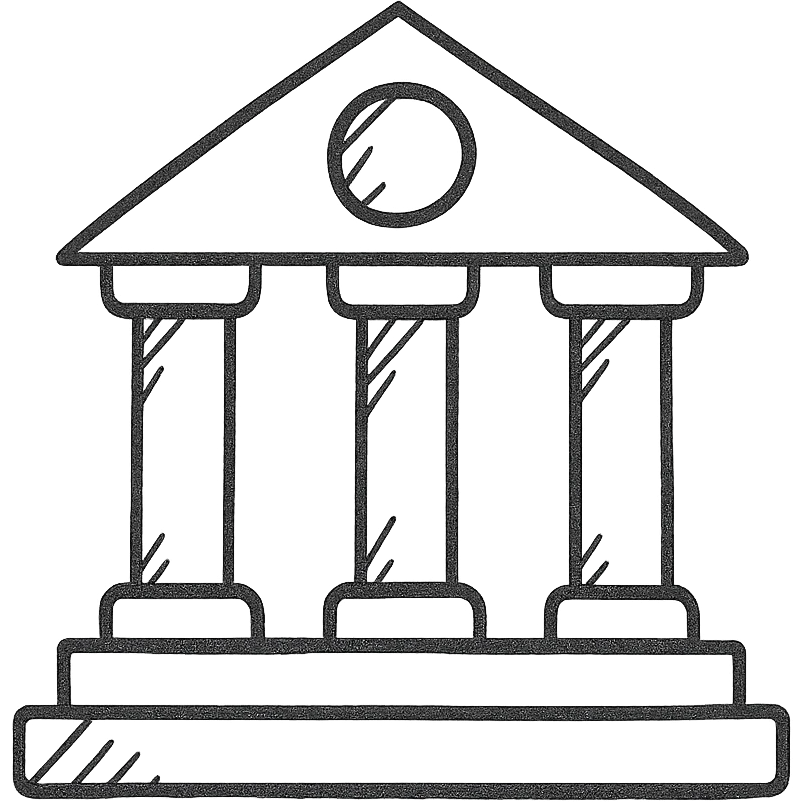 hand drawn outline icon of a bank building emoji