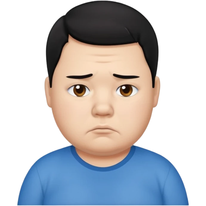 a fat boy with black hair looking sad emoji