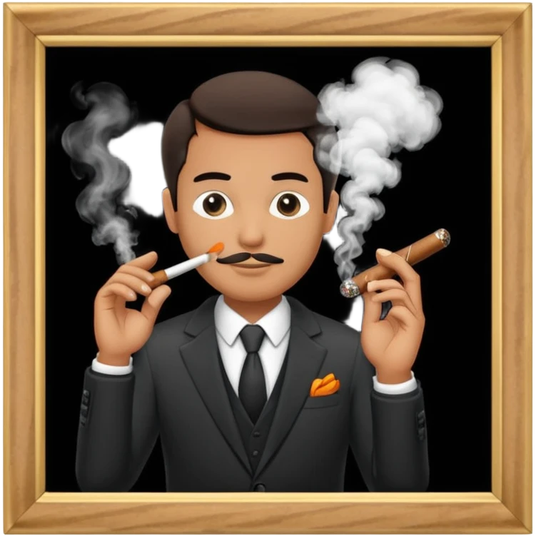 Draw a no smoking sign. Next to it, there is a man in a suit smoking a cigar. emoji