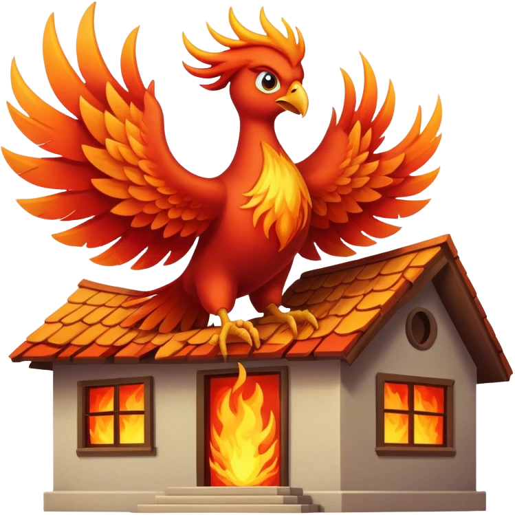 Phoenix rising from house with the word Boxx emoji