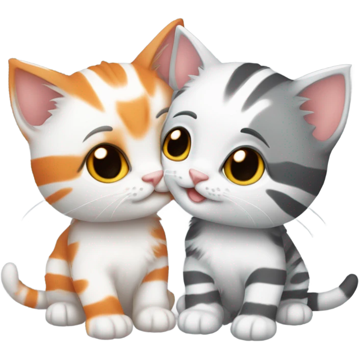 two kittens in love emoji