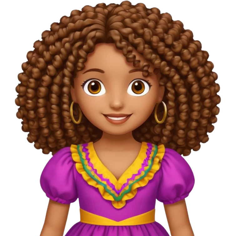 Crie uma boneca morena com cabelo cacheado emoji