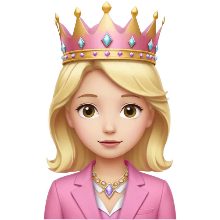 Blond girl pink suit crown emoji