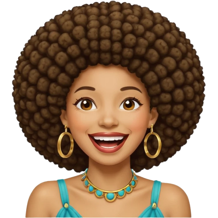 Black woman with an afro laughing  emoji