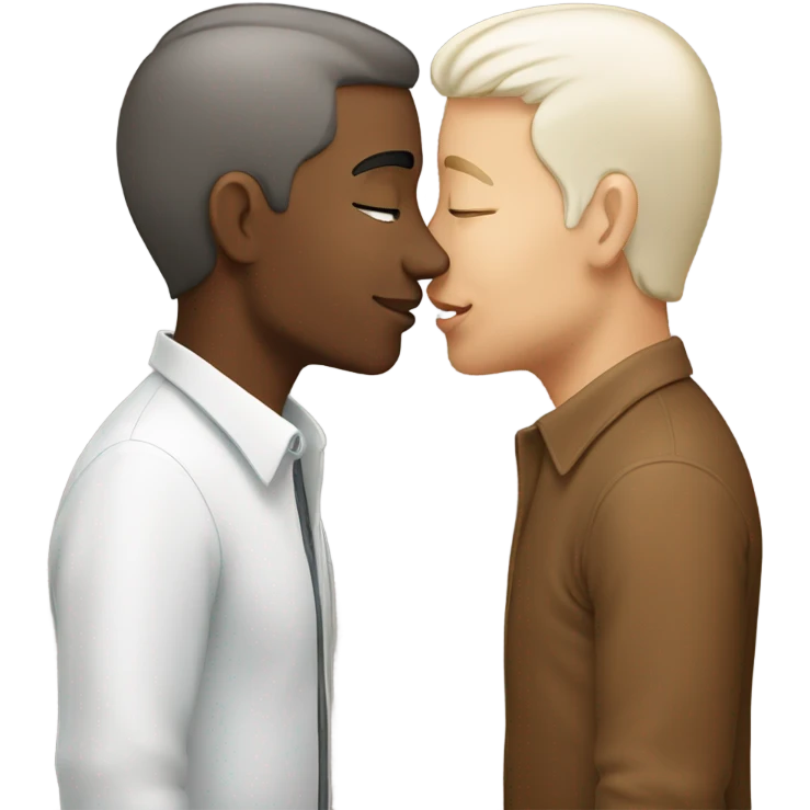 Gay kiss older white younger white with brown hair emoji