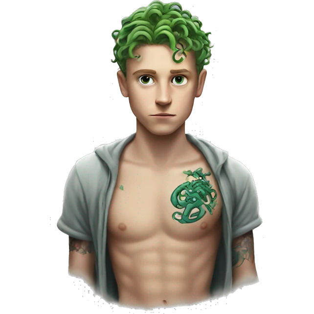 White Boy with Medusa tattoo on the back  emoji