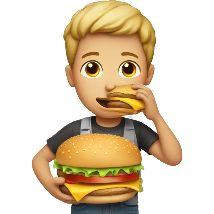Boy eat burger emoji