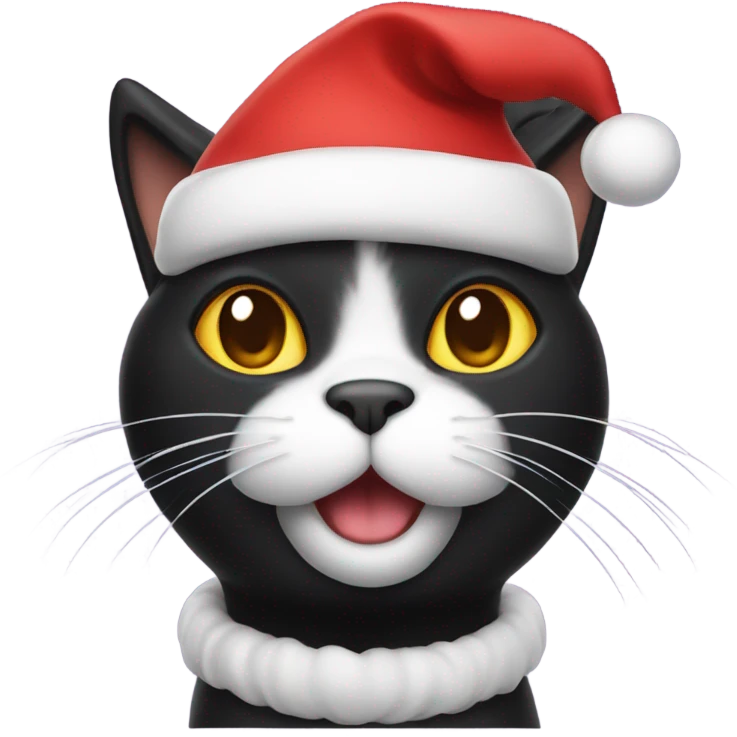 black cat with a santa hat on head emoji