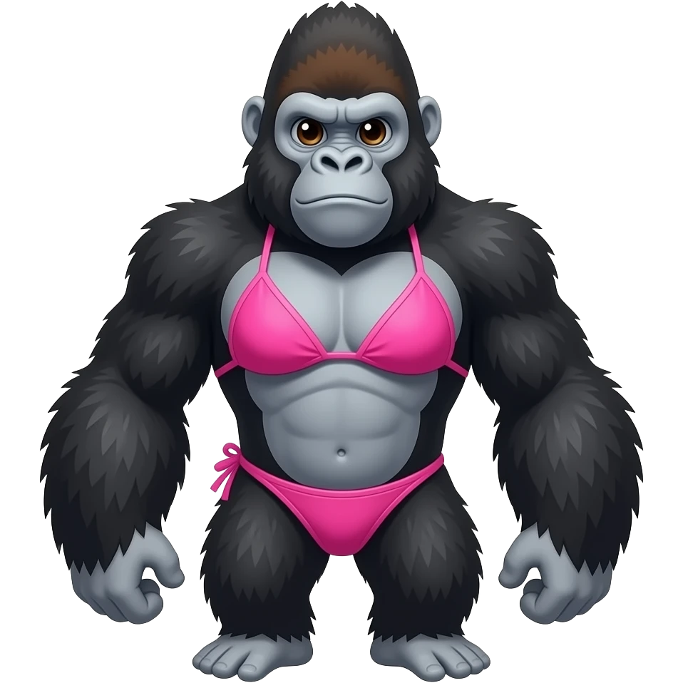 Make gorilla colour to 🦧 make him wear pink bikinithis emoji