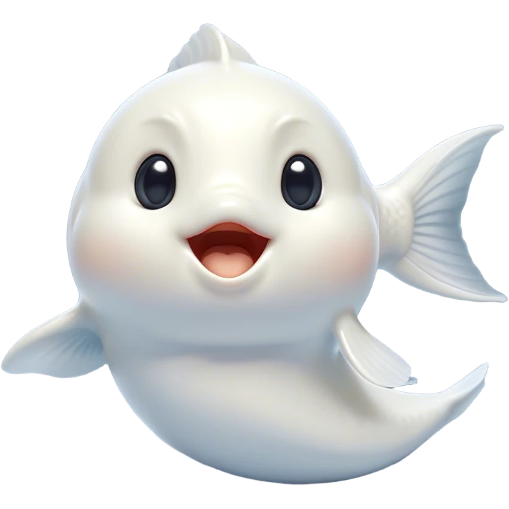 Cinematic Cute Yawning White Goldfish Portrait Emoji, Head tilted slightly with a dramatic, wide-open yawn, showcasing a smooth, pure white body with graceful, flowing fins, eyes barely open in drowsy contentment, Simplified yet irresistibly adorable features, highly detailed, glowing with a soft, cozy glow, high shine, relaxed yet expressive, stylized with a touch of whimsy, bright and endearing, soft glowing outline, capturing the essence of a sleepy yet affectionate goldfish, so drowsy it feels like it could float out of the screen and curl up for a nap! emoji