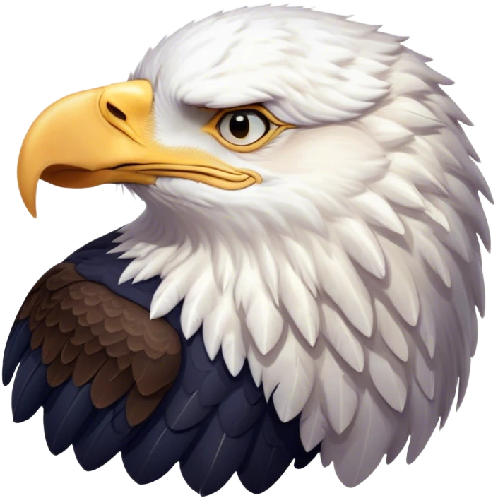 Meme-Worthy Cute Sleeping American Eagle Portrait Emoji, Head resting peacefully with a contented smile, showcasing a broad, stately form with eyes gently closed in serene slumber and a striking contrast of white head and dark body, Simplified yet adorably endearing features, highly detailed, glowing with a soft, drowsy majestic light, high shine, relaxed and utterly lovable, stylized with an air of playful laziness, soft glowing outline, capturing the essence of a sleeping American eagle that feels destined to become the next viral icon of adorable rest! emoji