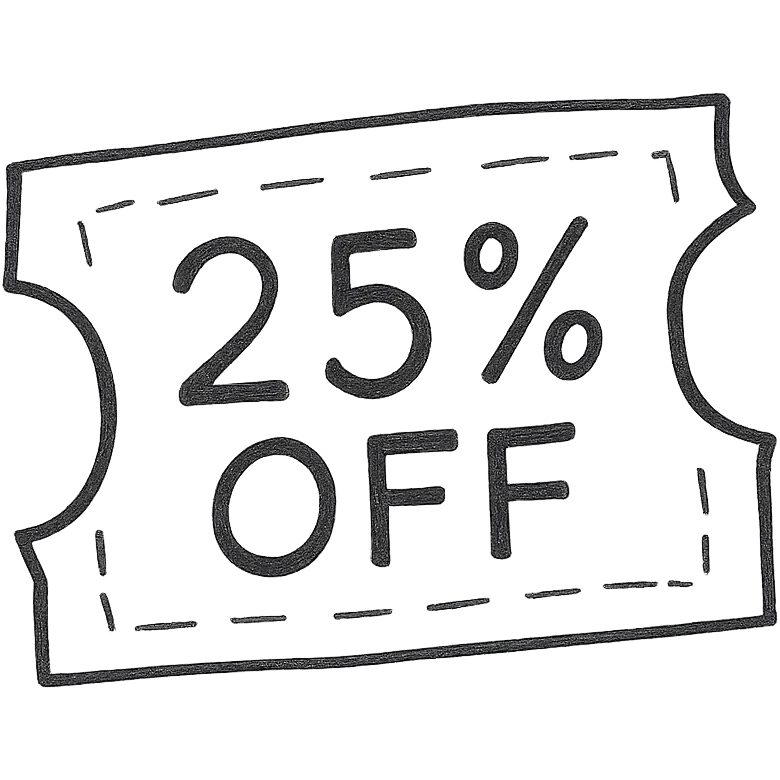 25% off discount ticket emoji