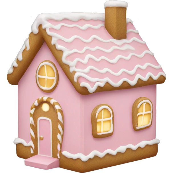 light pink and gold and white gingerbread house emoji