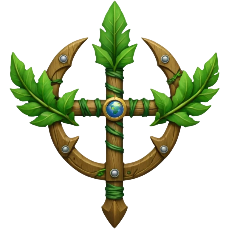 earth elemental trident with leaves emoji