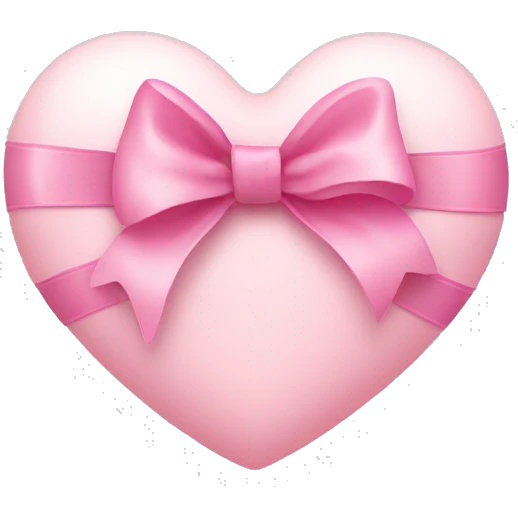 Pale pink heart with pink ribbon bow emoji