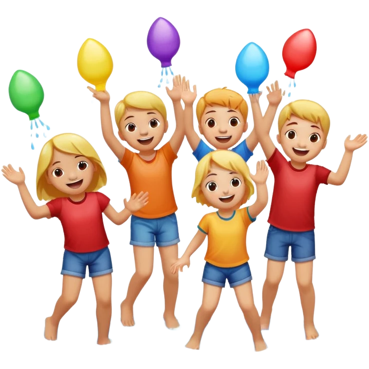 children playing with water balloons emoji