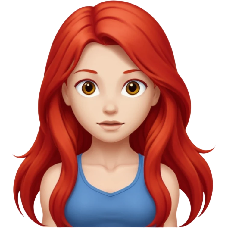 Cute girl with red very long hair muscular emoji