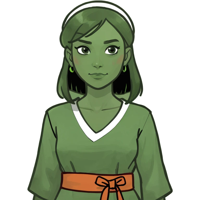 fullbody emoji of a curvy Middle Eastern woman from Jerusalem, 1st century, tunic and sash, no head covering, no religious symbols emoji