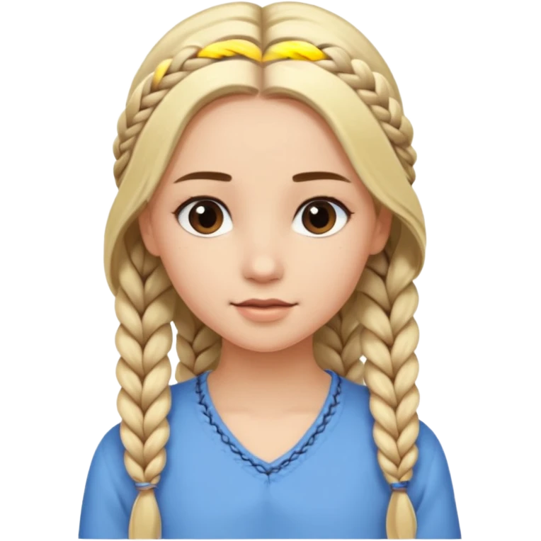 Girl long flowing blonde hair and  girl with DARK BROWN HAIR ONE BRAID on one side.   emoji