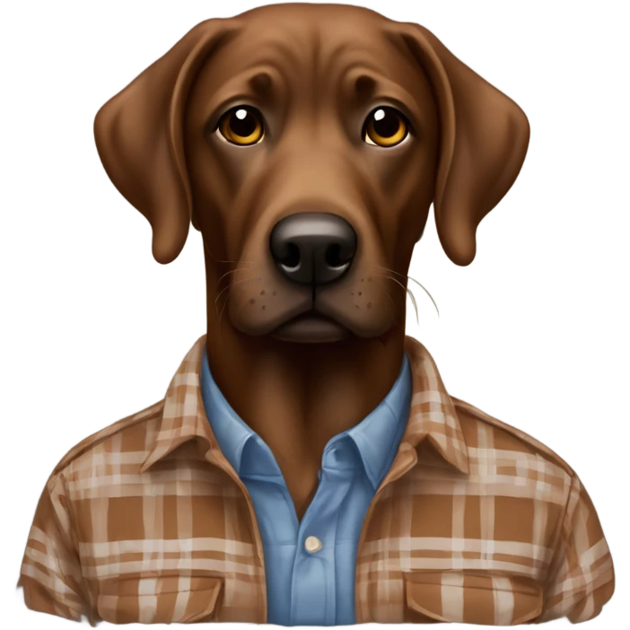 plaid shirt male portrait with brown lab emoji