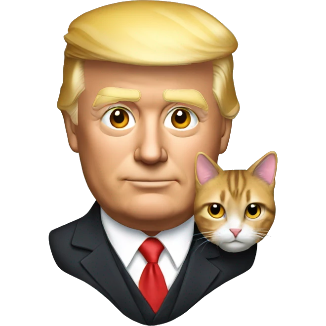 president Trump with a cat on his shoulder emoji