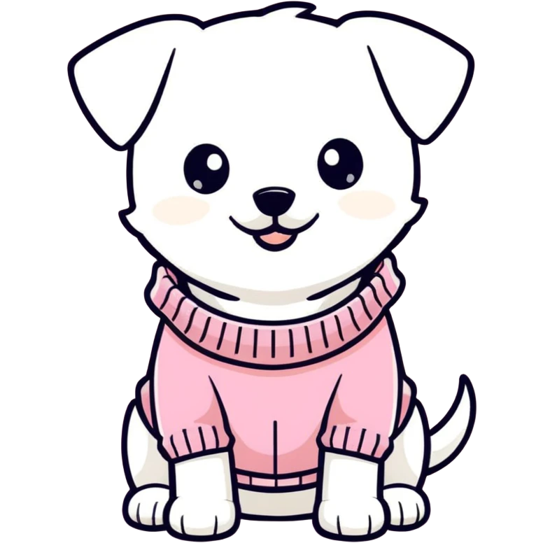 Cute white dog wearing a pink sweater emoji