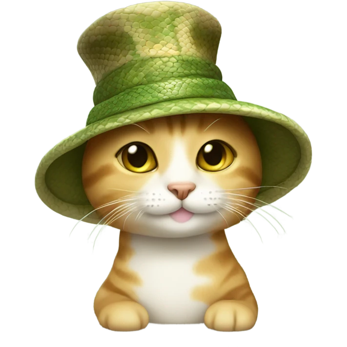 cute cat with a snake hat emoji