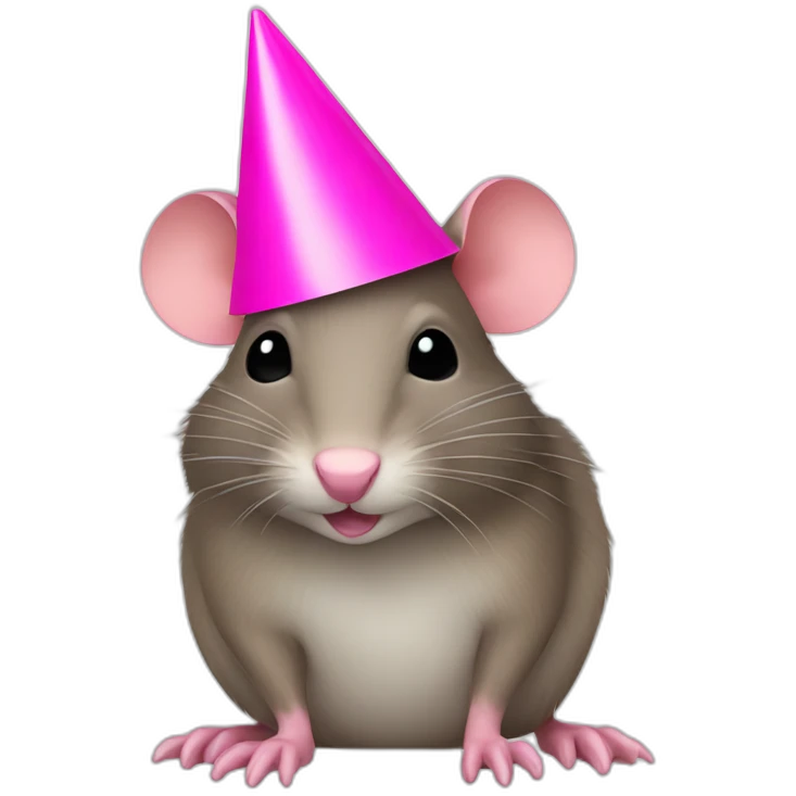 Wood rat with pink party hat emoji