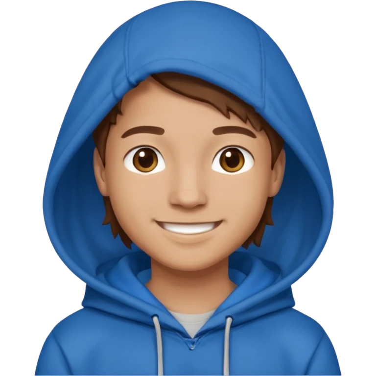 emoji of a person wearing a blue hoodie smiling emoji